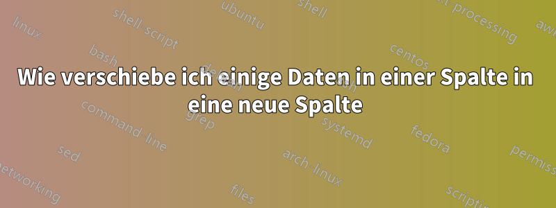 Wie verschiebe ich einige Daten in einer Spalte in eine neue Spalte