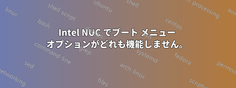 Intel NUC でブート メニュー オプションがどれも機能しません。