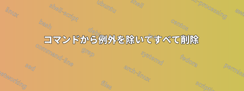 コマンドから例外を除いてすべて削除