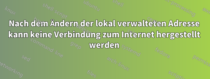 Nach dem Ändern der lokal verwalteten Adresse kann keine Verbindung zum Internet hergestellt werden