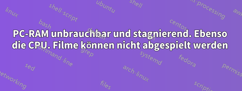 PC-RAM unbrauchbar und stagnierend. Ebenso die CPU. Filme können nicht abgespielt werden