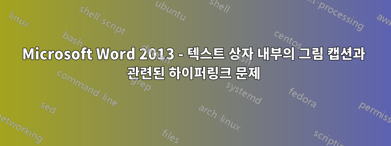 Microsoft Word 2013 - 텍스트 상자 내부의 그림 캡션과 관련된 하이퍼링크 문제