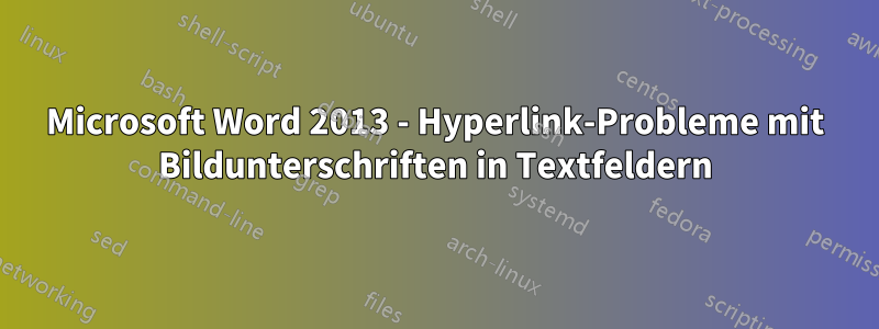 Microsoft Word 2013 - Hyperlink-Probleme mit Bildunterschriften in Textfeldern