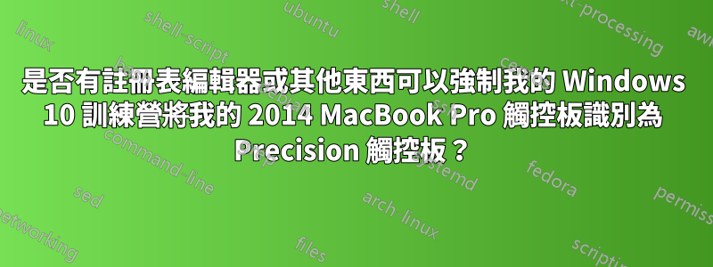 是否有註冊表編輯器或其他東西可以強制我的 Windows 10 訓練營將我的 2014 MacBook Pro 觸控板識別為 Precision 觸控板？