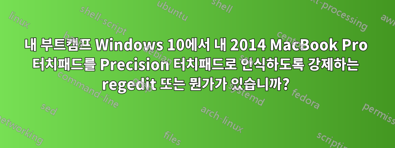 내 부트캠프 Windows 10에서 내 2014 MacBook Pro 터치패드를 Precision 터치패드로 인식하도록 강제하는 regedit 또는 뭔가가 있습니까?