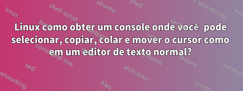 Linux como obter um console onde você pode selecionar, copiar, colar e mover o cursor como em um editor de texto normal?