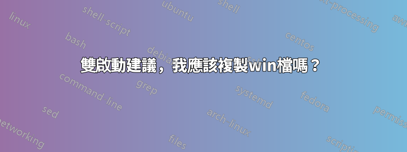 雙啟動建議，我應該複製win檔嗎？