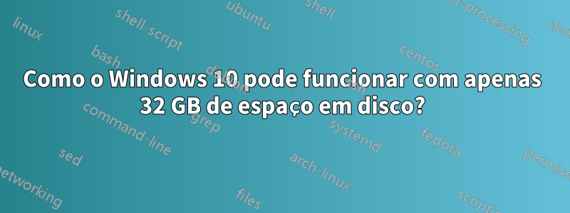 Como o Windows 10 pode funcionar com apenas 32 GB de espaço em disco?