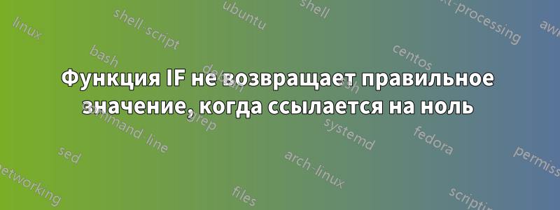 Функция IF не возвращает правильное значение, когда ссылается на ноль