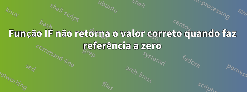 Função IF não retorna o valor correto quando faz referência a zero