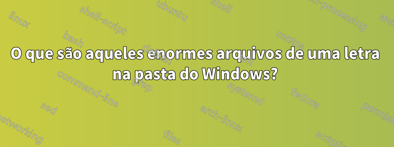 O que são aqueles enormes arquivos de uma letra na pasta do Windows?