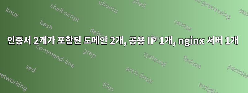 인증서 2개가 포함된 도메인 2개, 공용 IP 1개, nginx 서버 1개