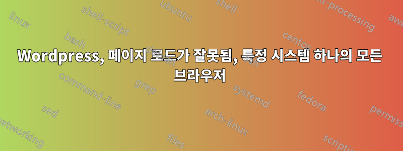 Wordpress, 페이지 로드가 잘못됨, 특정 시스템 하나의 모든 브라우저