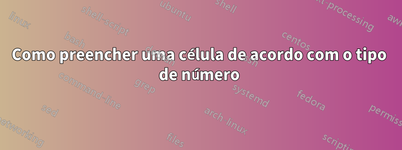 Como preencher uma célula de acordo com o tipo de número