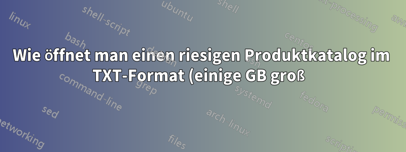 Wie öffnet man einen riesigen Produktkatalog im TXT-Format (einige GB groß)?
