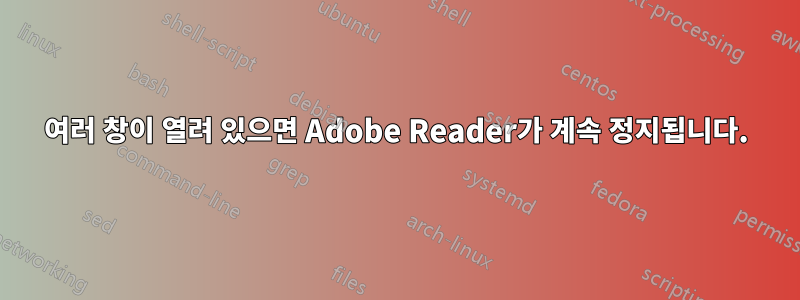여러 창이 열려 있으면 Adobe Reader가 계속 정지됩니다.