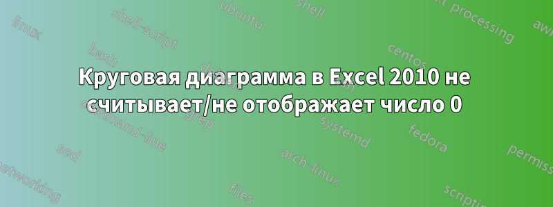 Круговая диаграмма в Excel 2010 не считывает/не отображает число 0