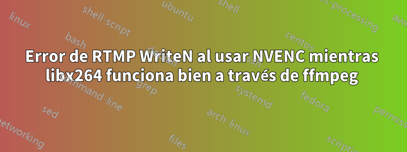 Error de RTMP WriteN al usar NVENC mientras libx264 funciona bien a través de ffmpeg