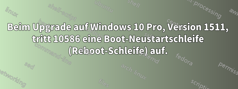 Beim Upgrade auf Windows 10 Pro, Version 1511, tritt 10586 eine Boot-Neustartschleife (Reboot-Schleife) auf.