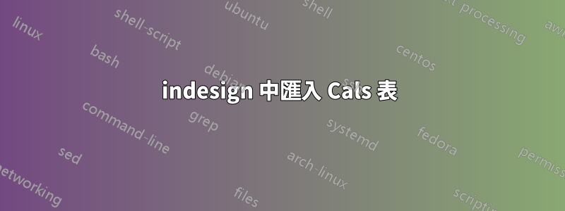 indesign 中匯入 Cals 表