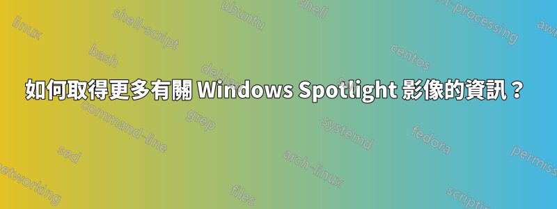 如何取得更多有關 Windows Spotlight 影像的資訊？