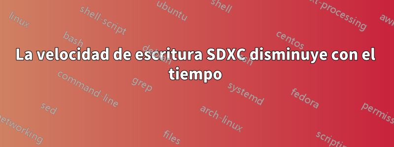 La velocidad de escritura SDXC disminuye con el tiempo