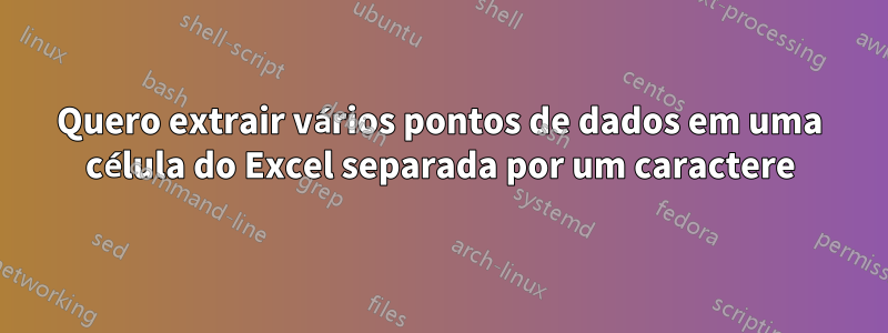 Quero extrair vários pontos de dados em uma célula do Excel separada por um caractere