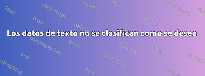 Los datos de texto no se clasifican como se desea