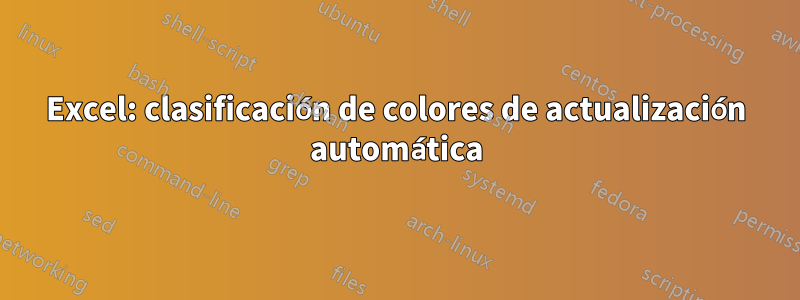 Excel: clasificación de colores de actualización automática