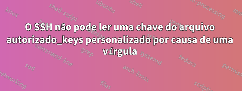 O SSH não pode ler uma chave do arquivo autorizado_keys personalizado por causa de uma vírgula