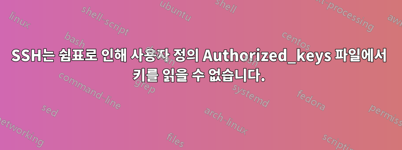 SSH는 쉼표로 인해 사용자 정의 Authorized_keys 파일에서 키를 읽을 수 없습니다.