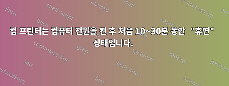 컵 프린터는 컴퓨터 전원을 켠 후 처음 10~30분 동안 "휴면" 상태입니다.
