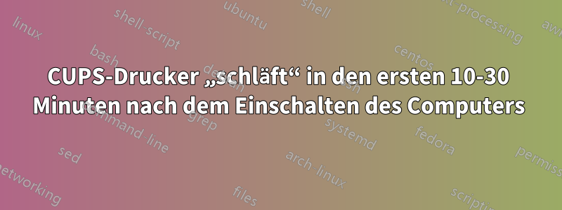 CUPS-Drucker „schläft“ in den ersten 10-30 Minuten nach dem Einschalten des Computers