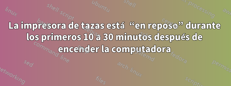La impresora de tazas está “en reposo” durante los primeros 10 a 30 minutos después de encender la computadora