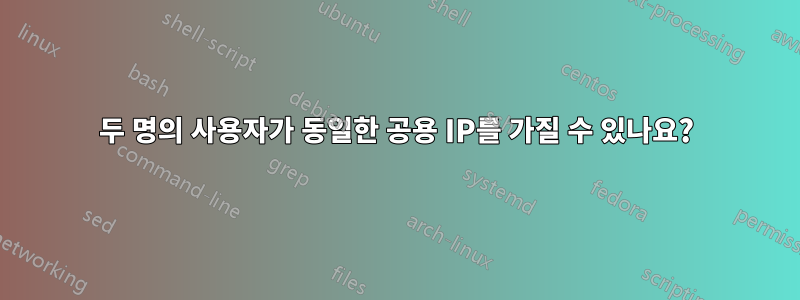 두 명의 사용자가 동일한 공용 IP를 가질 수 있나요?