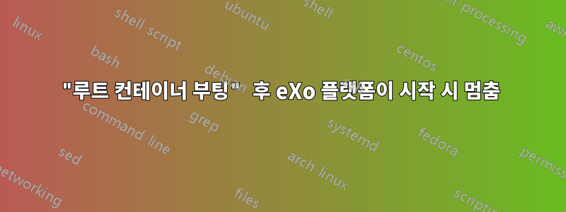 "루트 컨테이너 부팅" 후 eXo 플랫폼이 시작 시 멈춤