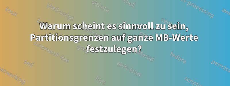 Warum scheint es sinnvoll zu sein, Partitionsgrenzen auf ganze MB-Werte festzulegen?