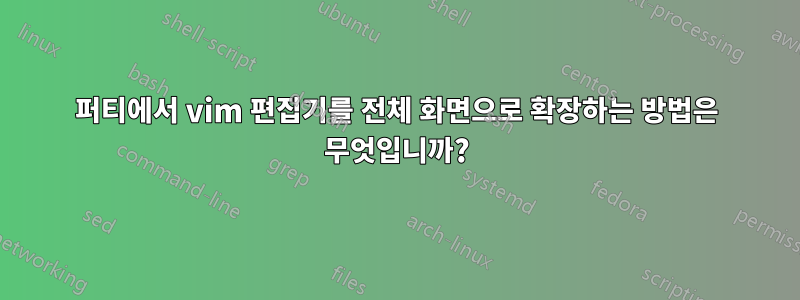 퍼티에서 vim 편집기를 전체 화면으로 확장하는 방법은 무엇입니까?