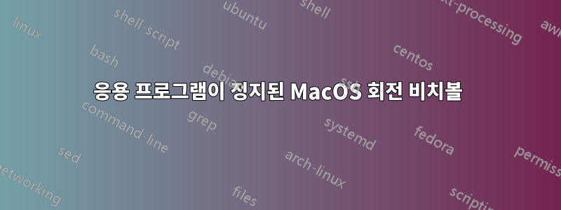 응용 프로그램이 정지된 MacOS 회전 비치볼