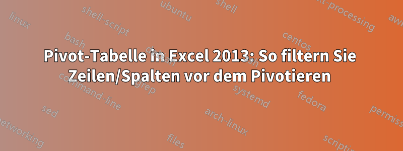 Pivot-Tabelle in Excel 2013: So filtern Sie Zeilen/Spalten vor dem Pivotieren