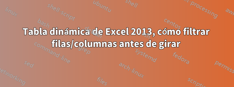 Tabla dinámica de Excel 2013, cómo filtrar filas/columnas antes de girar