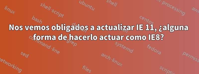 Nos vemos obligados a actualizar IE 11, ¿alguna forma de hacerlo actuar como IE8?