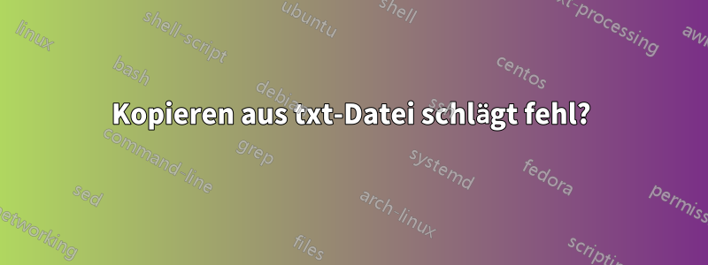 Kopieren aus txt-Datei schlägt fehl?