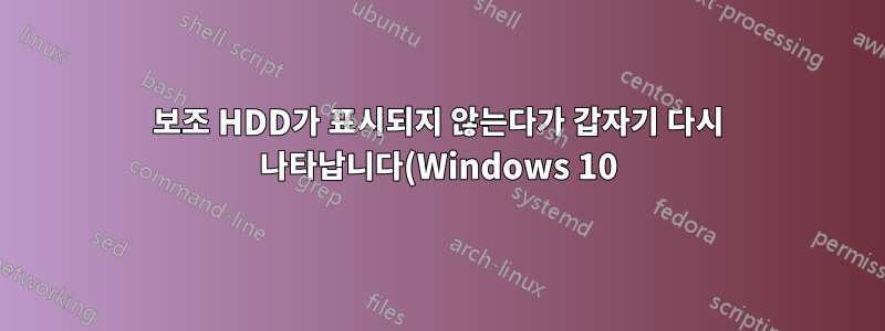 보조 HDD가 표시되지 않는다가 갑자기 다시 나타납니다(Windows 10).