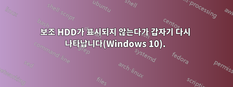 보조 HDD가 표시되지 않는다가 갑자기 다시 나타납니다(Windows 10).