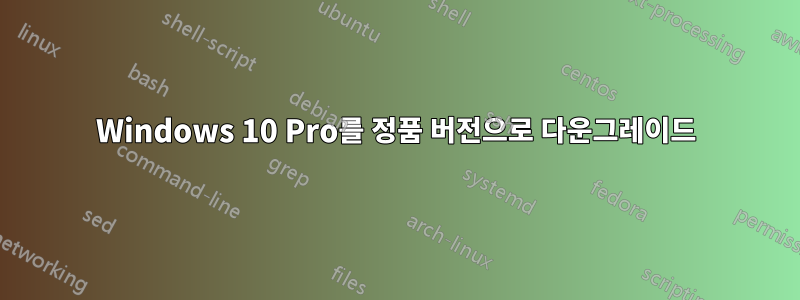 Windows 10 Pro를 정품 버전으로 다운그레이드