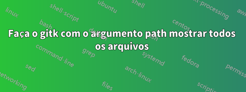 Faça o gitk com o argumento path mostrar todos os arquivos