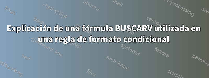 Explicación de una fórmula BUSCARV utilizada en una regla de formato condicional