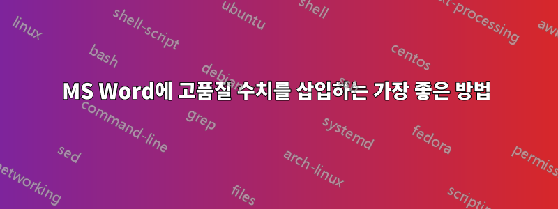 MS Word에 고품질 수치를 삽입하는 가장 좋은 방법