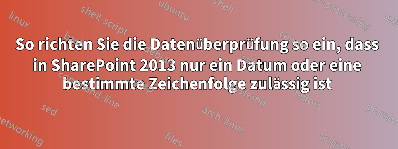 So richten Sie die Datenüberprüfung so ein, dass in SharePoint 2013 nur ein Datum oder eine bestimmte Zeichenfolge zulässig ist